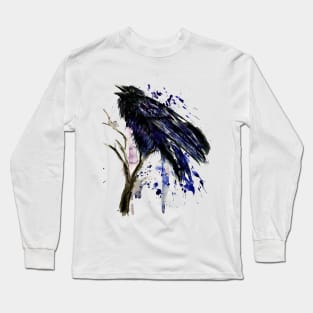 crow watercolor Long Sleeve T-Shirt